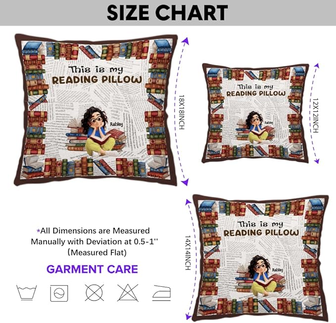 ENCYCOM Personalized Book Reading Pocket Pillow - Custom Reading Pillows with Name – Uniqua Gift for Bookworm Girls, Women Who Love Books, Perfect for Bed or Cozy Corner (Reading Pillow 09)