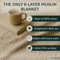 Cloud Scape Linen Extra Large 8 Layer Muslin Throw Blanket - 100% Cotton Gauze, Soft and Breathable, Winter Blanket for Couch, Sofa and Bed, Idea, 50x70, Fog