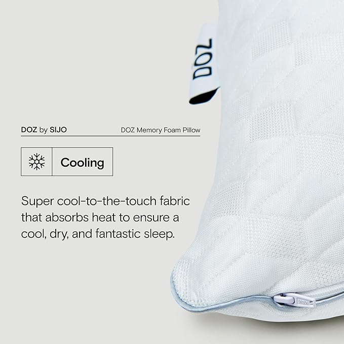 DOZ Adjustable Bed Pillow, Cooling Surface, Shredded Memory Foam, Medium Firm, Perfect for Back, Side, Stomach Sleeper, Oeko-Tex and CertiPUR-US Certified (Queen)
