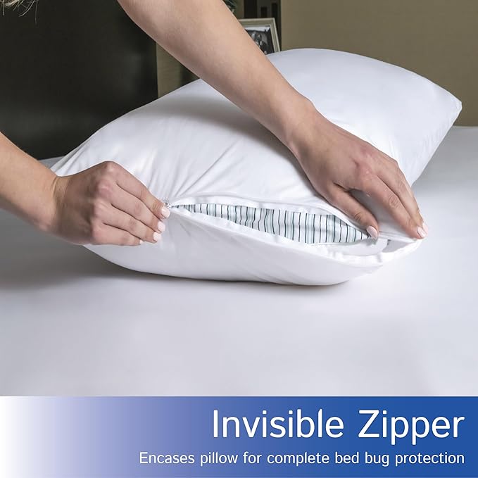 Four Seasons Essentials Waterproof King Pillow Protectors (Set of 2) – Zippered Pillow Cover Hypoallergenic Dust Allergy Proof Encasement