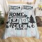 Farmhouse Rustic Camping Comforter Cover,Funny Home Where We Park It Duvet Cover for Girls Teens Decorative Bedroom,Explore Camper Gifts RV Life Polyester Quilt Cover with 2 Pillowcases, Full Size