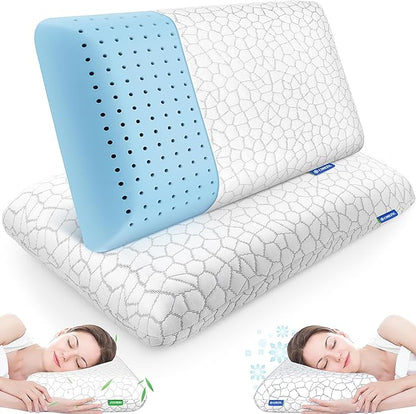 Memory Foam Pillows for Sleeping, Bed Pillow with Removable and Machine Washable Cover, Bed Pillow for Side, Back and Stomach Sleepers, King Size (2 Pack)