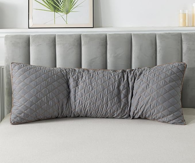WhatsBedding Memory Foam Body Pillow for Adults, Long Pillow for Sleeping, Full Body Pillow for Bed - Dark Grey,20x54 inch