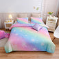 A Nice Night 6Pcs Gradient Glitter Bedding Set for Girls, Colorful Rainbow Galaxy Comforter Set, Ultra Soft Bedding Sets (Pink,Queen 6Pcs)