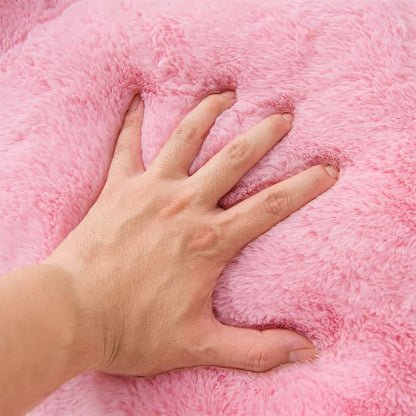 Aimuan Reading Pillow Bed Rest Pillow with Arms Rabbit Fur Cushion for Adults Teens Incline Rest Sitting up & Sleeping Snoring Pillow with Pregnancy Lumbar Back Support (Standard, Pink)
