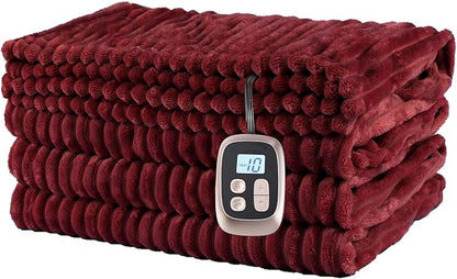 Heated Blanket Electric Blanket Full Size 72''x84'', Soft Flannel Heating Blanket with 12 Hour Auto Off - 10 Heat Settings - Machine Washable - Red