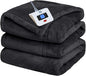 Sealy Heated Electric Blanket Twin Size, Flannel Electric Blanket with 10 Heating Levels & 1-12 Hours Auto Shut Off, Fast Heating Warming Blanket, Machine Washable, Grey, 62 x 84 Inch