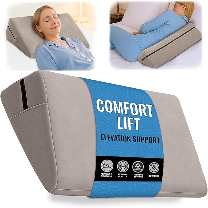 sokoro Bed Wedge Pillow for Sleep Apnea, GERD Acid Reflux Snoring Relief, Pregnancy Side Sleeper Pillow for Adults Seniors Neck Pain Back Sleeping, Leg Elevation Pillows for After Surgery Gifts, Beige