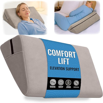sokoro Bed Wedge Pillow for Sleep Apnea, GERD Acid Reflux Snoring Relief, Pregnancy Side Sleeper Pillow for Adults Seniors Neck Pain Back Sleeping, Leg Elevation Pillows for After Surgery Gifts, Beige