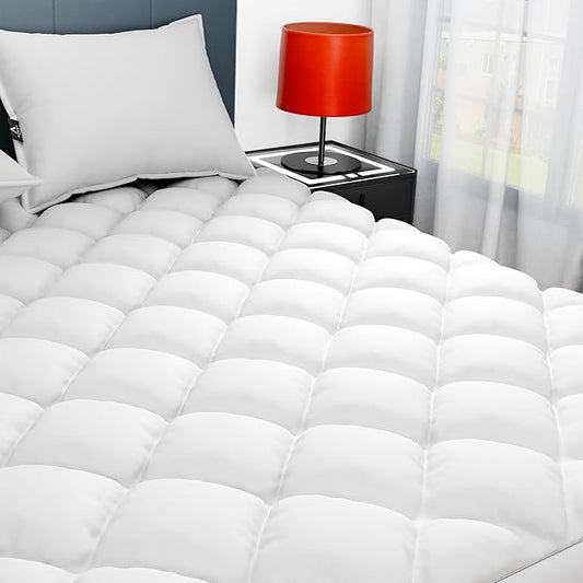 Sunflower Queen Mattress Pad, Hypoallergenic Cotton Mattress Cover, 18-22" Extra Deep Pocket Quilted Protector, Breathable&Noiseless