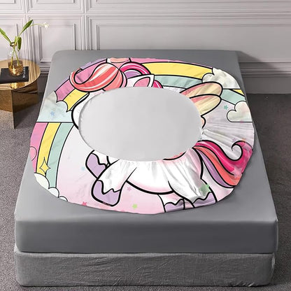 Pink Unicorn Sheet Set: Rainbow Unicorn Bedding Twin Size for Kids Girls Teens Bedroom Bed - 1 Flat Sheet, 1 Fitted Sheet, 1 Pillowcase