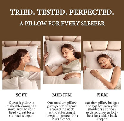 BHZ Goose Down Feather Standard/Queen Pillow, Luxury Hotel Collection Bed Pillow for Sleeping, Firm Soft Support for Side & Back Sleepers for Apartment College Dorm Room Essentials, White
