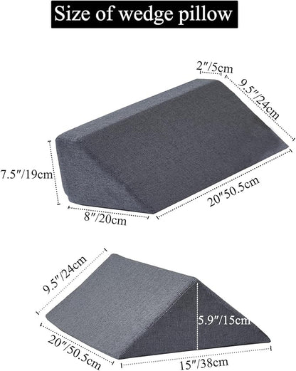 SAMTY Bed Wedges & Body positioners for Elderly/Seniors Side Sleeper(3 in 1) Triangle Bed Wedge Pillow for Back Pain Relief Wedge Pillow Set for After Surgery