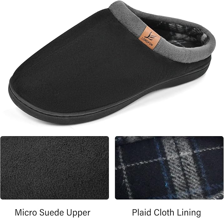 Memory Foam Mens Slippers Slip-On Comfy House Slippers for Men Indoor Outdoor Non-Slip Warm Winter Men’s Bedroom Slippers Size