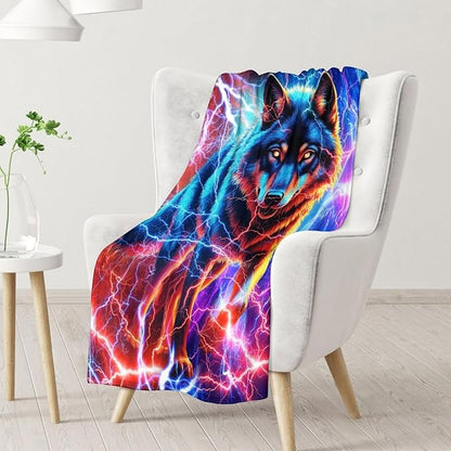 Kids Blanket Gifts Wolf Blankets for Boys, Toddler - 30" x 40" Fuzzy Cozy Plush Flannel Animals Throws Stuff for Crib, Office & Lap