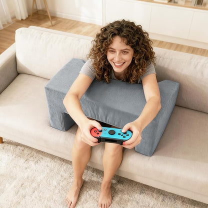 Reading Pillow for Gaming Lap Desk Pillow for Laptop Memory Foam Bed Desk for Reading Working Crocheting Gaming Arm Rest on Bed/Sofa/Floor/Couch/Car(Grey)