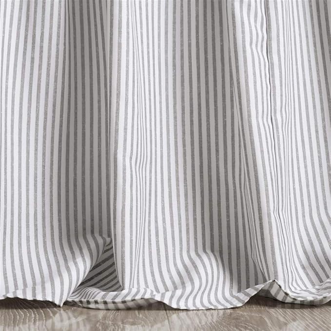 Lush Decor Ticking Stripe Bedspread Queen Size 3 Piece Set Gray - Ruffle Bedding Set Queen Bedspreads - Striped Bedding - Farmhouse & Coquette Decor