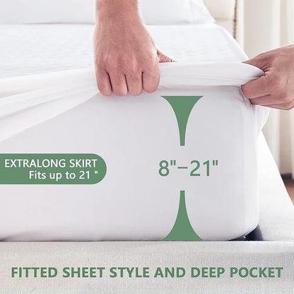 Premium Waterproof Mattress Protector Full Size, Breathable Bed Cover 3D Air Fabric Cooling Mattress Pad Cover Smooth Soft Noiseless Washable, 8''-21'' Deep Pocket (White)