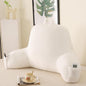 Reading Pillow for Sitting in Bed, Large Backrest Reading Pillow with Arm Rest,Back-Rest Support Cushion for Sit Up on Couch, Sofa, and Floor, Dorm Essentials (White Faux Fur, Standard(17"))