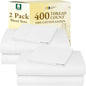 California Design Den 2-Pack Twin XL Sheet Sets 100% Cotton Sateen - 400 Thread Count - Soft and Breathable Sheets, 2 Sets of Deep Pocket Bed Sheets - Antique White