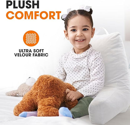Cheer Collection Reading Pillow with Arms – Portable Bed Pillow for Sitting Up & Support, Foam-Filled Back Rest Pillow for Sitting in Bed & Couch, Machine Washable, White