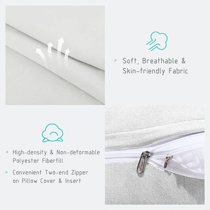 Johnear Triangular Headboard Pillow Daybed Wedge Pillow Cotton Linen Large Bolster Reading Back Rest Pillow for Sofa Bed Support Bolster Upholstered Backrest Positioning Lumbar Cushion （Ivory, Small）