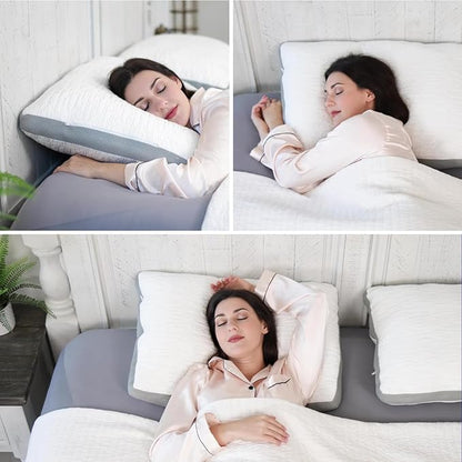 ACCURATEX Pillows Standard Size Set of 2, Rayon Derived from Bamboo Removable Cover, Shredded Memory Foam Pillow with Down Alternative Fill (Adjustable), Supportive Pillows for Side Back Sleepers