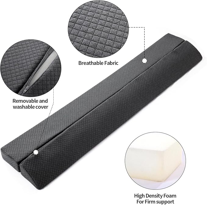 MABOZOO Pillow Wedge for Headboard Gap,Grey Bed Wedge Gap Filler King Size,Foldable Bed Wedge Pillow for Headboard,Foam Mattress Gap Filler,76"x6"x6"
