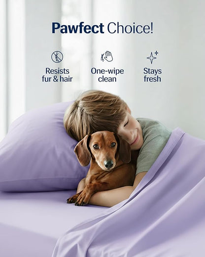 REST® Evercool®+ Starter Sheet Set, Full Size Lavender, Breathable Bed Sheet for Hot Sleeper and Night Sweats, with Pillowcases, Ionic+ Self-Cleaning Silver Yarn for Sensitive Skin, 3PCS No Flat Sheet