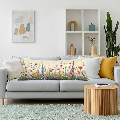 Outdoor Pillows Body Pillow Cover Herb Floral Lumbar Body Pillow Case Protector Wild Flower Herbs Body Cushion Covers Body Pillowcases for Home,Bedroom,Couch,Sofa 20"X54"