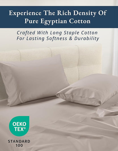 LANE LINEN 100% Egyptian Mercerized Cotton King Size Sheets Set, Eco Friendly No Pill Fade Resistant 15 Iinch Deep Pocket King Sheet Set - Nacreous Clouds