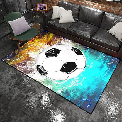 Football & Soccer Rugs for Boys Bedroom - Sports Rugs for Boys Bedroom Living Room Playroom Sports Carpet for Kids Soccer Room Decor Sofa Floor Mats, 2.5x4 Feet
