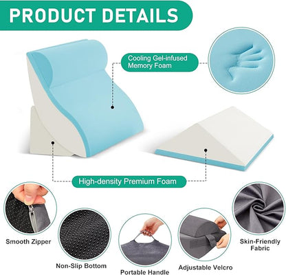 4PCS Wedge Pillow Set for After Surgery, Orthopedic Bed Wedge Pillow for Back Pain Relief, Sitting Up in Bed, Acid Reflux, Adjustable Post Surgery Pillows for GERD, Snoring, Velvet Grey