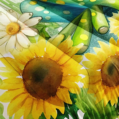 Cartoon Green Frog Bedding Set 3Pcs Yellow Sunflower Comforter Full Colorful Floral Botanical Pattern Quilt Set for Kids Teens Girls Boys Bed Decor Set with 1 Comforter and 2 Pillowcases