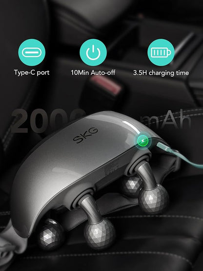 SKG Neck Massager for Pain Relief Deep Tissue Shiatsu Neck and Shoulder Cordless Massger with Heat Christmas Gifts for Men and Women Dad Mom Grandpa H7 Ultra Grey