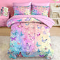 Comforter Set Full Size, Pink Blue Butterfly 7 Pcs Bedding for Kids and Adults, Purple Colorful Rainbow Bed Sheet Sets with Fitted Sheet 2 Pillowcases & 2 Shams for Bedroom Bed Decor