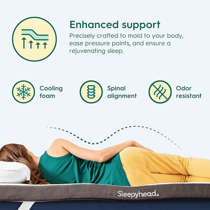 Sleepyhead Twin XL 2 Inch Premium Copper Mattress Topper – Copper-Infused Memory Foam Bed Topper – Soft and Comfortable Support, Cooling, Washable Cover, CertiPUR-US Certified (XL Twin 2")