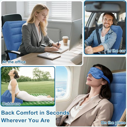 TheClover Inflatable Wedge Pillow for Traveling & Sleeping - 8 Inch Bed Wedge Pillow for Acid Reflux, Snoring, Back Support, Sleeping Upright After Surgery,Portable Inflatable Pillow with Eye Mask