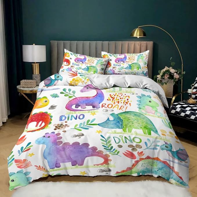 CVHOUSE Dinosaur Bedding for Boys - Full Size, Duvet Cover & Comforter Set, 3 Piece