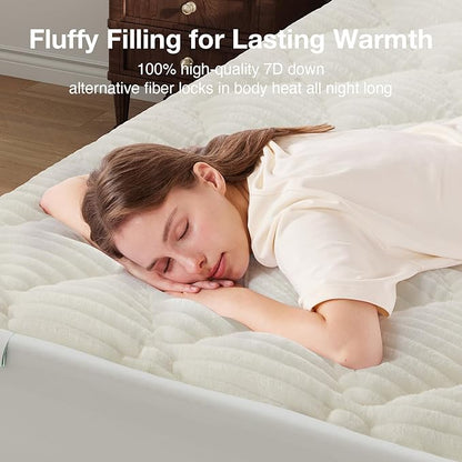 Novilla Full Soft Mattress Topper, Fluffy Pillow Top Mattress Pad for Cold Sleepers, Quilted Mattress Protector with Deep Pocket, Fits 8-21" Mattresses, Machine Washable