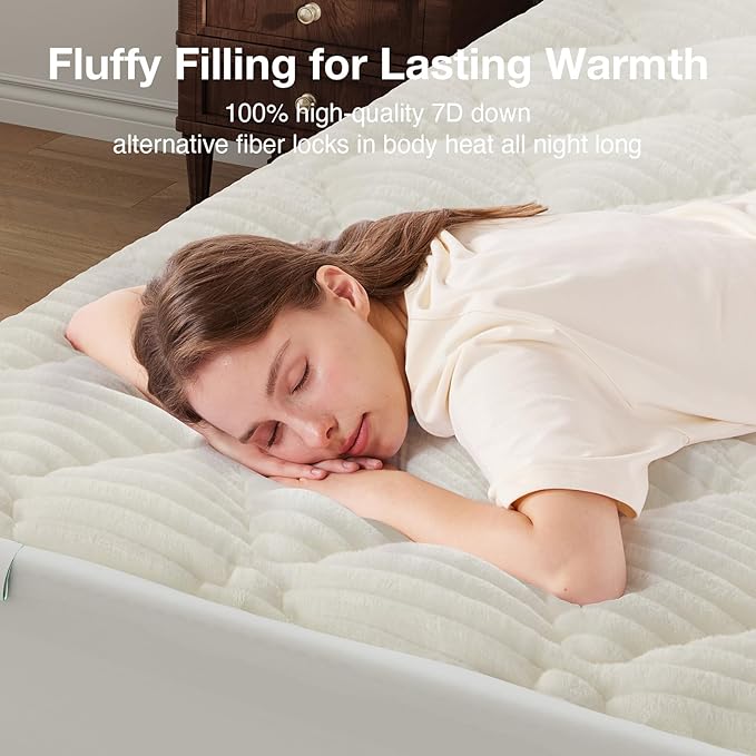Novilla California King Mattress Topper - Cloud-Like Softness Mattress Pad with Plush Flannel, Electric Blanket Alternative for Cold Sleepers, Deep Pocket 8-21 Inch, Machine Washable