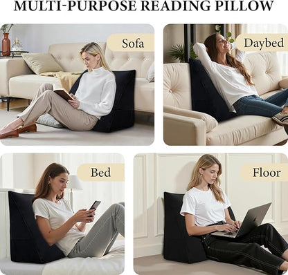Wedge Pillow Headboard Reading Pillow Triangular Backrest Support Pillow for Sitting in Bed Positioning Support Pillow for Sofa Daybed Removable Cover