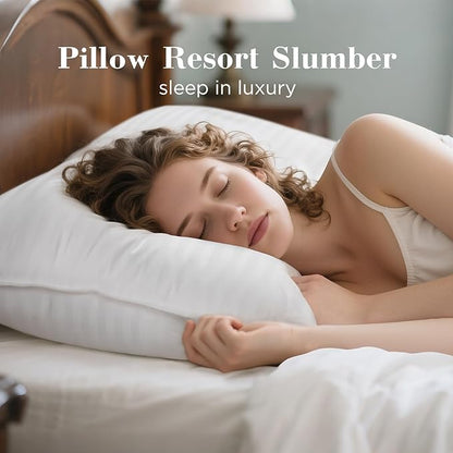 viewstar Hotel Collection Bed Pillows, Down Alternative Pillow for Back, Stomach or Side Sleepers, Firm, White, Queen