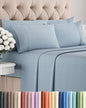 Cal King Sheet Set 6 Piece - Bed Sheets California King Size - Soft Hotel Luxury Bedding - Cooling, Comfy & Breathable - 1 Flat 1 Fitted & 4 Pillowcases w/ Deep Pockets - Wrinkle Free - Heathered Blue