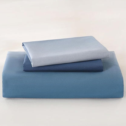 Blue and White Duvet Cover Queen Size 100% Cotton Duvet Cover Sets Gradient Blue Comforter Cover Ocean Like 3 Pcs Soft and Lightweight Bedding Set for All Seasons