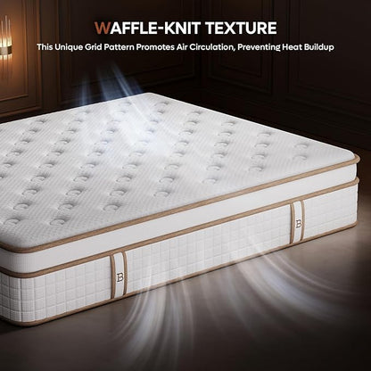 Bestier 12 Inch Full Size Mattress with Memory Foam & Individual Springs, Luxury Tencel Mattress for Cool Sleep and Pressure Relief, Mattress in a Box, Medium Firm, CertiPUR-US Certified, 75"x54"x12"