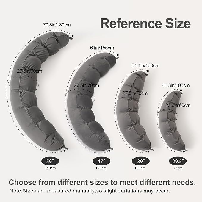 Peallow(Pat. Pend) – Long Round Body Pillow for Adults, Bolster Pillow for Sleeping, Soft and Supportive Pillow for Sleeping & Lumbar Support (Urban Grey, 29.5")