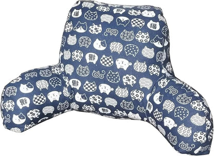 Bohemian Printed Reading Pillow with Support Arms Soft Bed Rest Pillows Back Support Cushion for Kids Reading Watching TV Sitting Up in Bed (20"×15"×8",Cat)