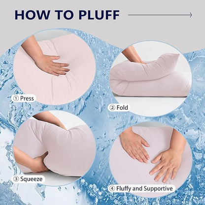 DOWNCOOL Large Body Pillow Insert with Cooling Cover - Soft Long Bed Pillow for Summer - Breathable Full Body Pillow for Adults - 20x54 inch (Pink, with Cover)
