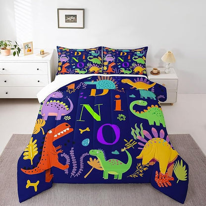 Dinosaur Duvet Cover Set Twin,Jungle Animals Bedding Sets for Kids Boys Girls Teens Adult Bedroom Decor,Wildlife Dino Comforter Cover Colorful Cartoon Dinosaur Quilt Cover,1 Pillowcase